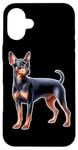 Coque pour iPhone 16 Plus Mini épingle en forme de chien pinscher miniature