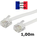 DITM® Cordon Téléphone ou ADSL RJ11 mâle vers RJ 11 mâle - blanc - 1,00 m