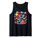 Colorful Galaxy Astronaut Drinking Grapefruit juice Tank Top