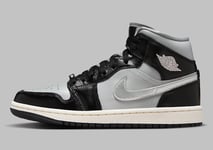 Women's Air Jordan 1 Mid SE UK 7.5 EUR 42 Black Metallic Sliver FB9892 002