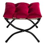 HollyHOME Repose-Pieds Pliable, Tabouret de Repos avec Pieds en Métal Petit Siège Ottoman Tissu Velours, Rouge(47 x 36 x 36 cm)