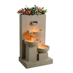 Teamson Home Fontaine d'eau extérieure avec jardinière de 29,13 pouces avec lumières LED, naturelle, Teamson Home