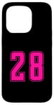 Coque pour iPhone 15 Pro Pink Numéro 28 Équipe Junior Sports Uniforme Pink Numéroté