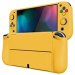 PlayVital ZealProtect Soft Protective Case for Nintendo Switch OLED, Flexible Protector Joycon Grip Cover for Switch OLED with Thumb Grip Caps & ABXY Direction Button Caps - Bright Yellow