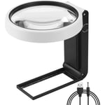 Grande loupe 110mm avec lumière et support, loupe verticale portable éclairée par led, loupe de lecture pliante, adaptée à la lecture des personnes