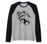 Cute Lucky Cherry Black Ball Eight Magic Pool Fruit Raglan Baseball Tee