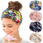 Kavya Bandeau Cheveux Femme, Headband Cheveux Femme Elastique Bandeau Femme Large Flower Headwear Yoga Hair Bands Accessoire Cheveux 4 Pièces