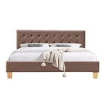 King of Dreams Lit Complet - Ensemble Lit Frederic Marron 140x190 + Matelas Super Deluxe - Lit + Sommier + Matelas