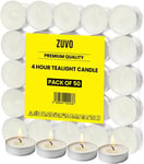 Tea Lights Candles 4-Hour Burn (50 Pack) - White T Lights - Unscented 3.8 X 2.3