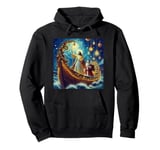 Christmas Voyage Jesus and Santa Illuminating the Night Pullover Hoodie