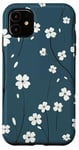 Coque pour iPhone 11 Motif simple imprimé de petites fleurs blanches et bleues