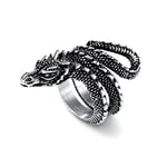 U7 Bague Dragon Homme en Acier Inoxydable Anneau Motard Taille 62