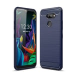 Étui Téléphone Portable Housse pour LG K40s Etui Adhésif Aspect Carbone TPU Bleu