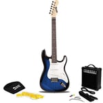 Kit de guitare électrique de la taille réelle Rockjam avec ampli de guitare de 10 watts, cours de guitare, sangle, sac de concerts, choix, cordes de plomb et de rechange - Blueburst