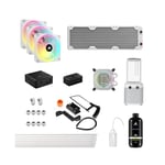 Corsair Hydro X Series iCUE LINK XH405i Custom Cooling Kit – Hardline Water Cooling Loop – XC7 ELITE CPU Water Block – XD5 ELITE D5 Pump Res – XR5 360mm Radiator – 3x QX120 RGB Fans – White