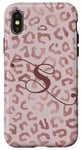 Coque pour iPhone X/XS Letter S Initial Leopard Rose Pink Cheetah Monogram