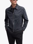 BOSS Leather Regular Fit Jacket, Navy