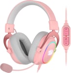 H510 Zeus-X RGB Casque de Jeu Filaire Rose - Son Surround 7.1 - Pilotes Audio 53 mm dans des Coussinets en Mousse à mémoire de Forme avec Housse en Tissu Durable