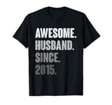 9th Year Wedding Anniversary Epic Awesome Husband Since 2015 T-Shirt