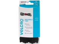 Velcro VEL-EC60466, Buntband med krok och ögla, Kardborreband, Svart, 200 mm, 12 mm, 15 styck