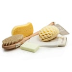 martini SPA - Spa Essential Natural - Kit composé de 1 éponge en cellulose, 1 éponge moelleuse, 1 gant Hammam, 1 brosse, 1 éponge pour pédicure. Boîte cadeau, 40 x 21 x 10 cm, 5 unités