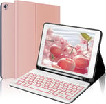 Clavier Pour Ipad 10.2 9eme/8eme/7eme Génération 2019/2020/2021,Étui Clavier Ipad 9eme Generation Avec Fente Pour Stylo,Azerty Clavier Ipad Bluetooth Pour Ipad Air 3/Pro 10.5 2017 (Or Rose)