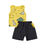 HINK Baby Outfit Unisex,Toddler Baby Boys Girls Sleeveless Cartoon Dinosaur Tops+Shorts Sports Outfits 3-4 Years Yellow Girls Outfits & Set For Baby Valentine'S Day Easter Gift