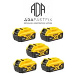 5 x Dewalt DCB184 5.0ah 18v XR Lithium Ion Li-Ion Battery - LED Charge Indicator