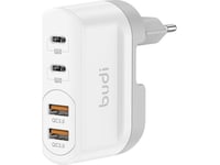 Wall Charger Budi 326Tqe, 2Xusb-A, 2Xusb-C, 40W (White)