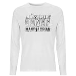 Star Wars The Mandalorian Helmets Line Art - Light Base Men's Long Sleeve T-Shirt - White - XS