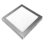 Garza - Downlight LED carré à surface extra-plate 18 W (1600 lm), 225 x 225 mm, lumière neutre 4 000 K, 30 000 h, œil de bœuf LED pour plafond, Nickel