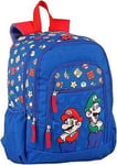 SUPER MARIO Et Luigi École Sac Double Compartiment Et 2 Avant Poches Bleu