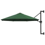 Parasol D'extérieur Mural Avec Mât Métallique 300 Cm Vert Helloshop26 02_0008689