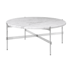 GUBI TS coffee table polished steel Ø80 White carrara marble