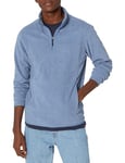 Amazon Essentials Veste en Molleton Polaire Zippée 1/4 Homme, Bleu Chiné, L