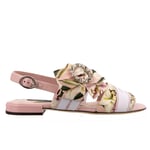 DOLCE & GABBANA DG Logo Crystal Bow Brooch Lily Sandals Shoes BIANCA Pink 13392