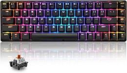 T8 Rgb 60% Clavier Mécanique, Clavier De Jeu Filaire Layout Compacte 65%, 18 Led Rvb Chroma Rétroéclairées, Qwerty Mini 68 Touches Full Key Anti-Ghosting Pour Ps4, Xbox, Pc, Mac - Brown Switch/Black