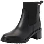 Tommy Hilfiger Bottines Chelsea Femme Mid Heel en Cuir, Noir (Black), 38