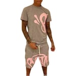 Syna World Herr Kortärmad T-shirt & Shorts Casual Outfit Set Sommar Träningsdräkt D D S