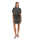 Ted Baker Womens WMD-audriyy-Velvet Sequin T-Shirt Mini Special Occasion Dress, Black, 6 UK