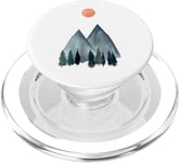 Mountain Peaks Green Pine Trees Orange Sun Design minimaliste PopSockets PopGrip pour MagSafe