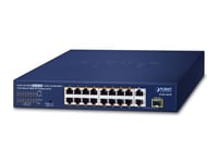 Planet 16-Port 10/100Tx 802.3At Poe, Uhåndtert, Fast Ethernet (10/100), Full Tosidig, Strøm Over Ethernet (Poe), Rack-Montering, 1U