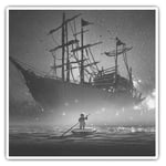 2 x Square Stickers 7.5 cm(bw) - Ghost Magical Ship Pirate Fantasy  #35961