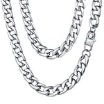 FaithHeart Collier Cubain Homme 70cm en Acier Inoxydable,Bijoux Chaîne Grosse Maille Plate Épaisseur 12mm pour Hommes et Femmes