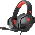 N16 Casque Gaming - Micro Annulant Le Bruit, Son Stéréo et Conception Confortable pour PS5, PS4, Xbox One, NS, PC, Ordinateur Portable et Mac - Rouge