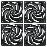 4 x Pack Arctic P12 Slim PWM PST 120mm Low Profile Case Fans 300-2100 RPM 4-Pin