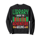 Library Where The Adventures Begin Book Librarian Christmas Sweatshirt