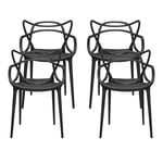 Kartell - Masters Chair 5866 Black 4-pack - Ruokapöydän tuolit - Philippe Starck - Musta - Muovi