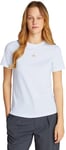 Calvin Klein T-Shirt Manches Courtes Femme Woven Label Jersey Tee Regular Fit, Blanc (Bright White), L