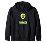 Innovate For Green Eco Lightbulb Art Environmental Zip Hoodie